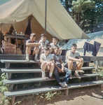 1966 J-8 tent group--Top L to R: Andy Sampierre, Jim Kahn, Al Neagle--Bottom: Nick Ryan, Rich Lamson, JC Ben Badger ('Dad' off in the mountains, again)