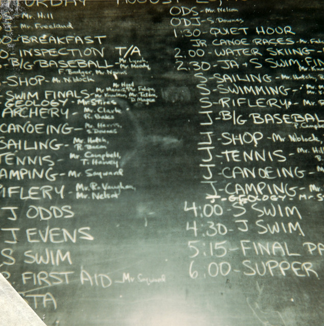 RoV's chalk-written Activity Board, Sat., Aug. 20, 1966