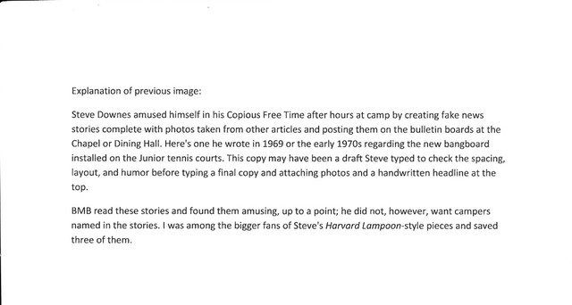 Note about previous Draft of Steve Downes fake news story